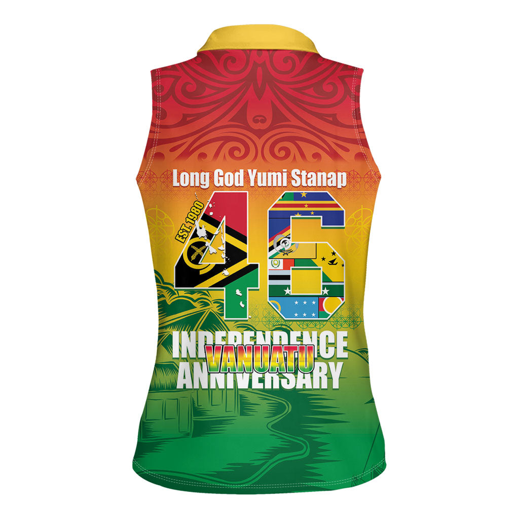 Vanuatu Indipendens Dei Women Sleeveless Polo Shirt Yumi 46th Independence Anniversary LT14 - Polynesian Pride