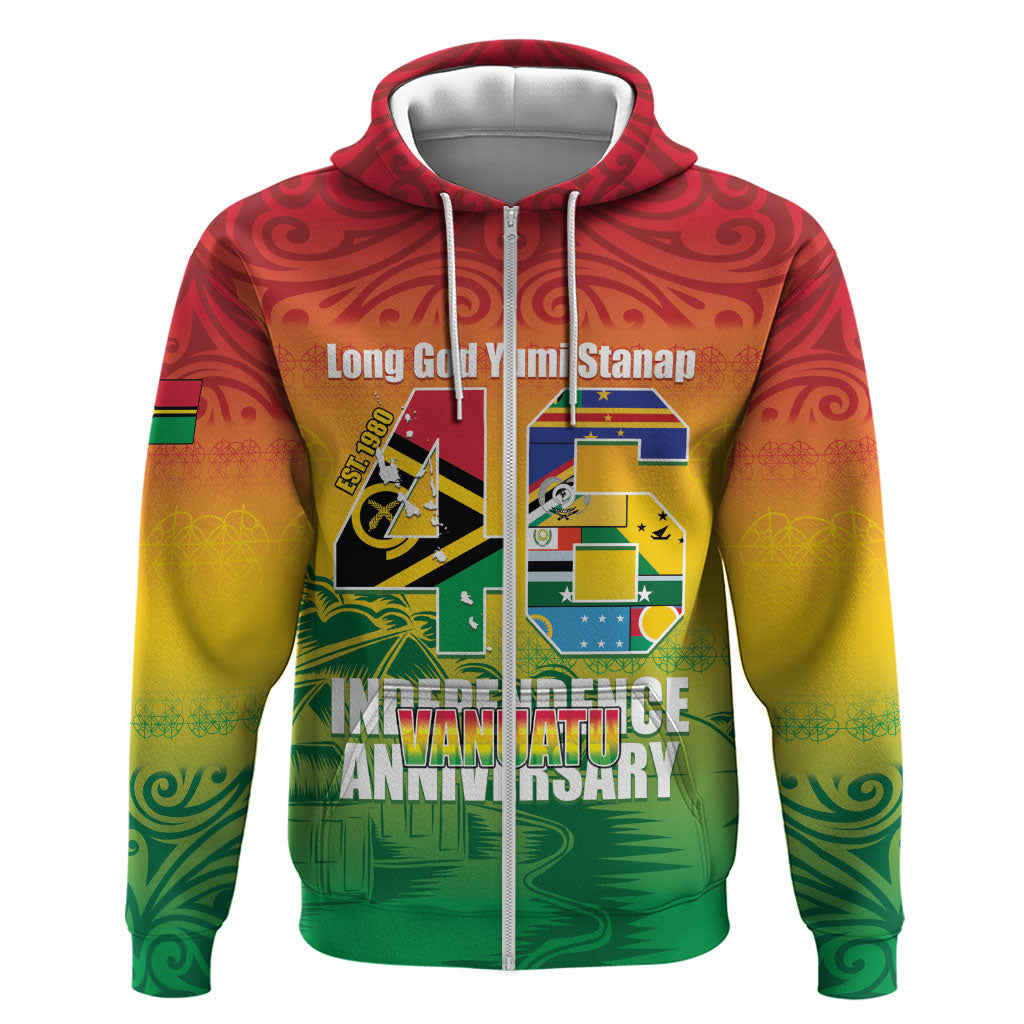 Vanuatu Indipendens Dei Zip Hoodie Yumi 46th Independence Anniversary LT14 Zip Hoodie Reggae - Polynesian Pride