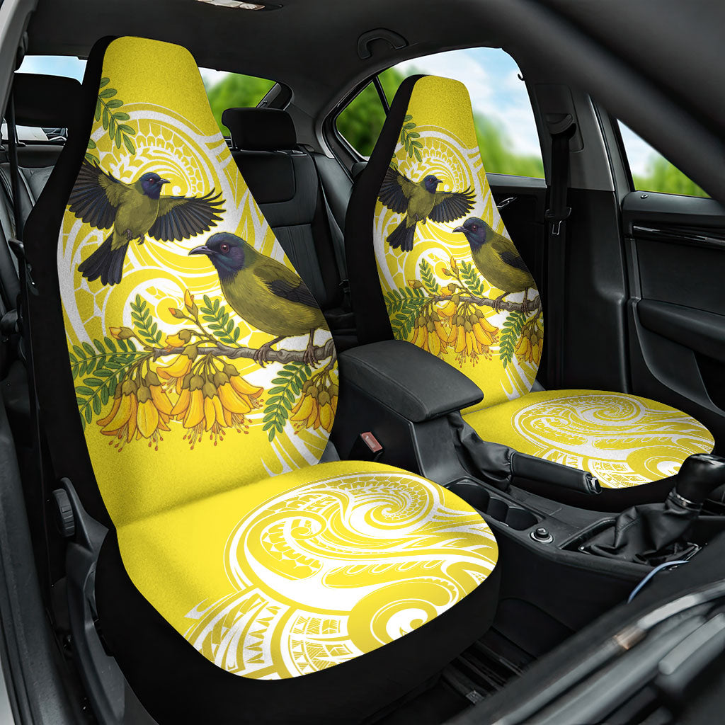 Bellbird New Zealand Car Seat Cover Korimako Kowhai Maori Pattern