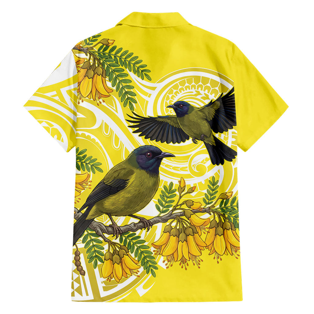 Bellbird New Zealand Family Matching Mermaid Dress and Hawaiian Shirt Korimako Kowhai Maori Pattern
