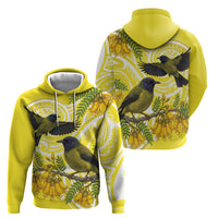 Bellbird New Zealand Hoodie Korimako Kowhai Maori Pattern LT14 - Polynesian Pride