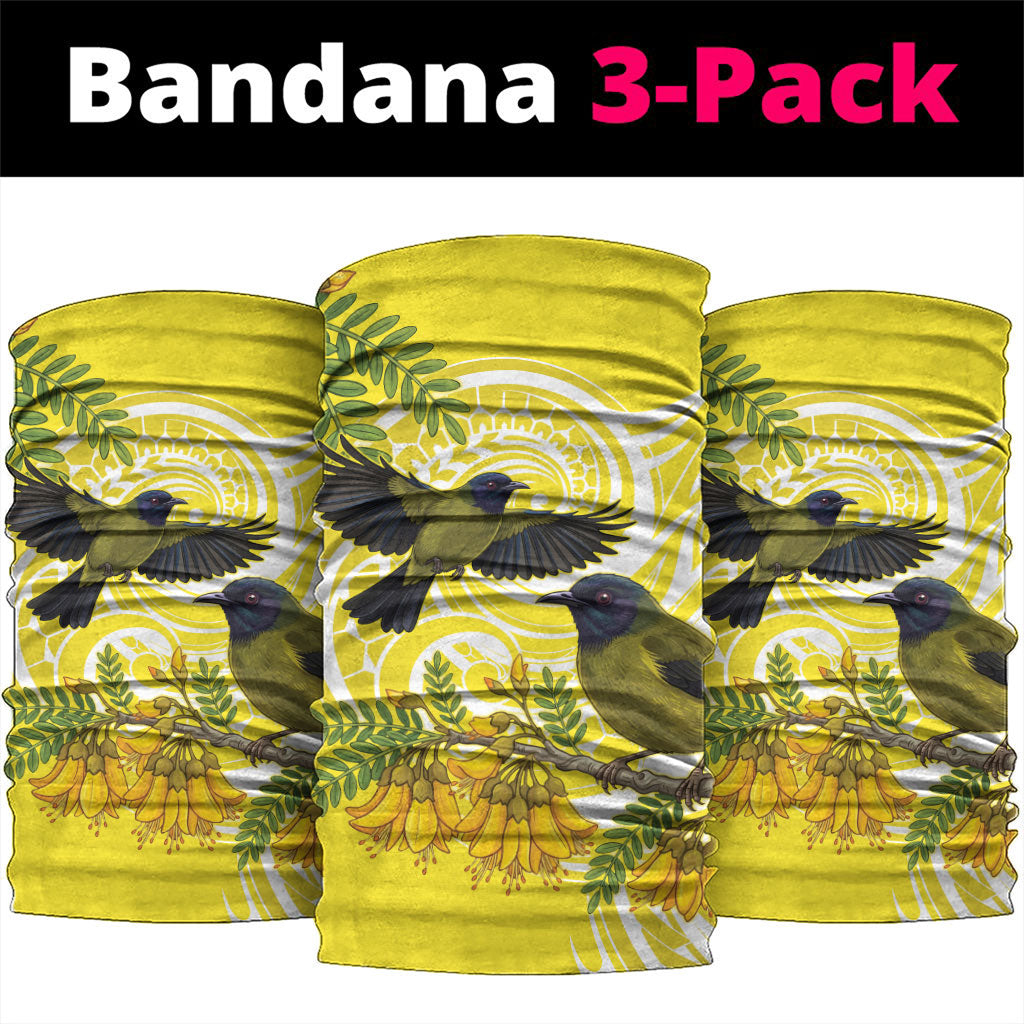 Bellbird New Zealand Neck Gaiter Korimako Kowhai Maori Pattern LT14 package One Size: 25*50cm Yellow - Polynesian Pride