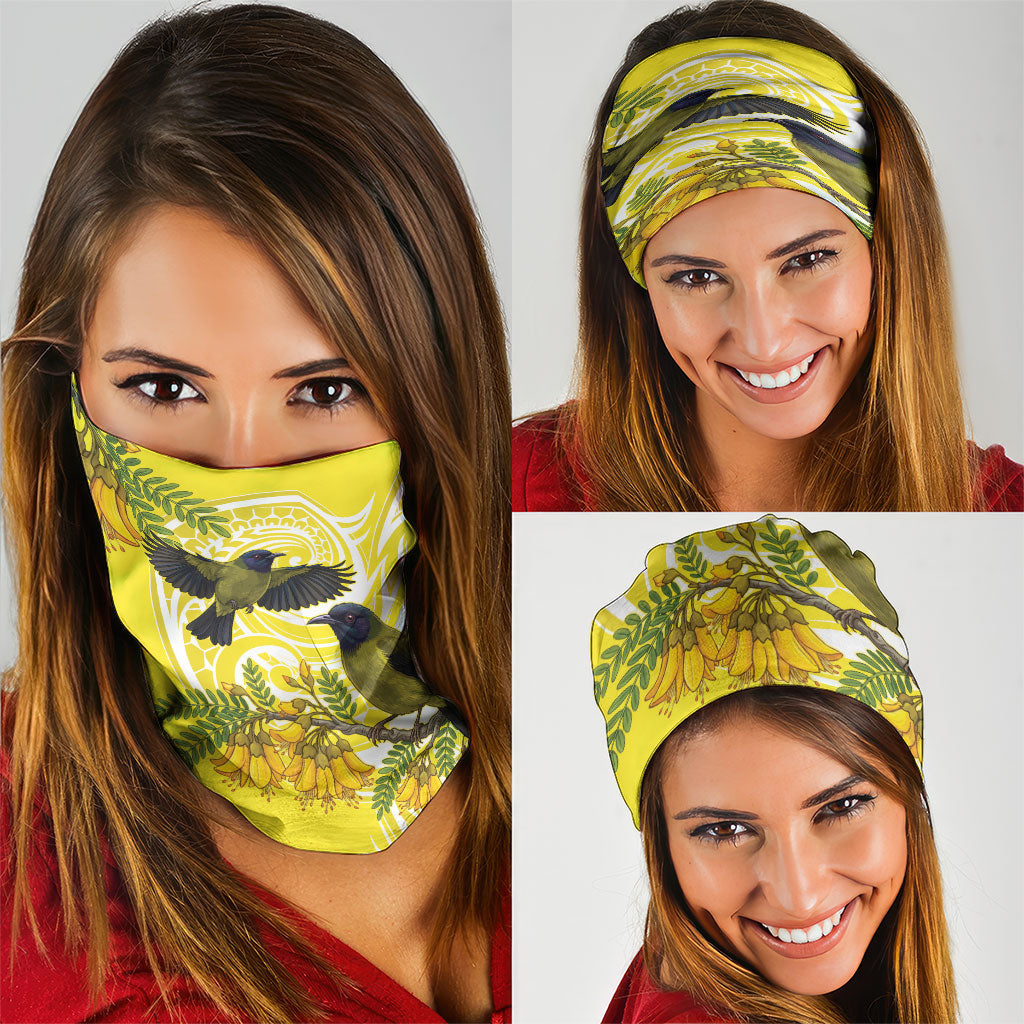 Bellbird New Zealand Neck Gaiter Korimako Kowhai Maori Pattern LT14 - Polynesian Pride