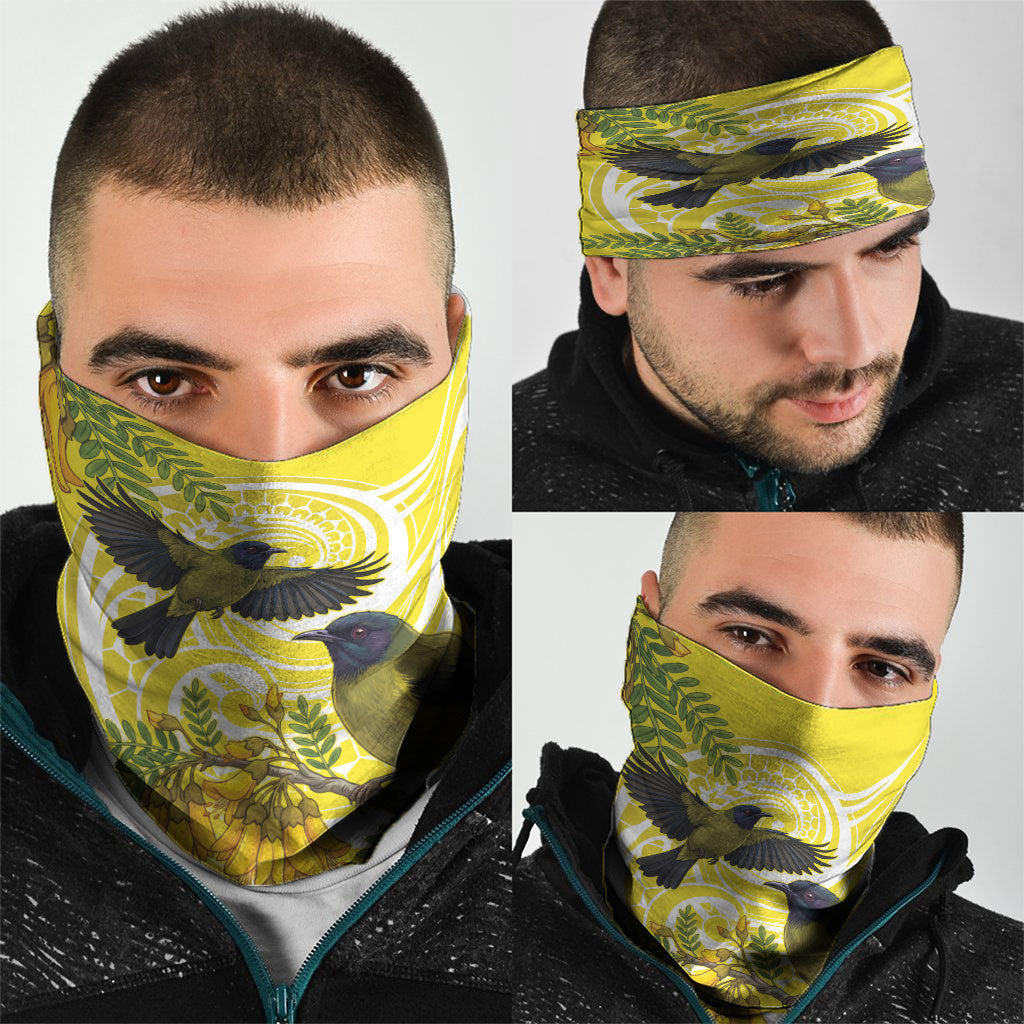 Bellbird New Zealand Neck Gaiter Korimako Kowhai Maori Pattern LT14 - Polynesian Pride
