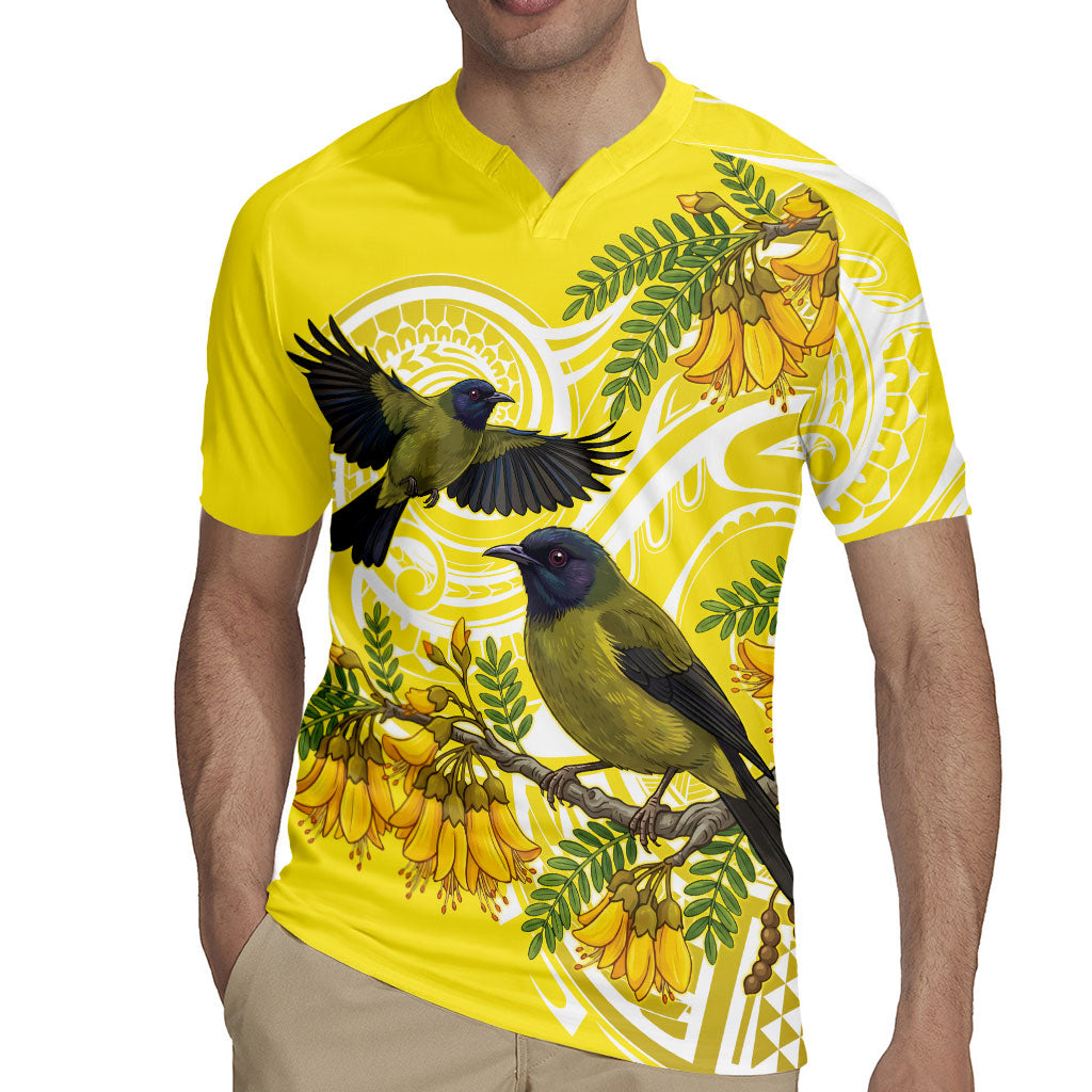 Bellbird New Zealand Rugby Jersey Korimako Kowhai Maori Pattern