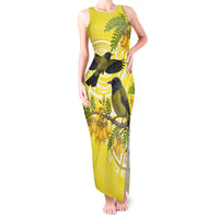 Bellbird New Zealand Tank Maxi Dress Korimako Kowhai Maori Pattern LT14 Women Yellow - Polynesian Pride