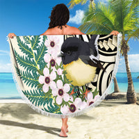 Endemic Tomtit New Zealand Beach Blanket Miromiro Manuka Silver Fern Maori Pattern LT14 - Polynesian Pride