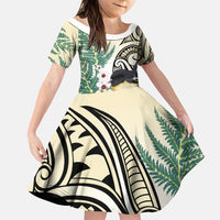 Endemic Tomtit New Zealand Family Matching Short Sleeve Bodycon Dress and Hawaiian Shirt Miromiro Manuka Silver Fern Maori Pattern