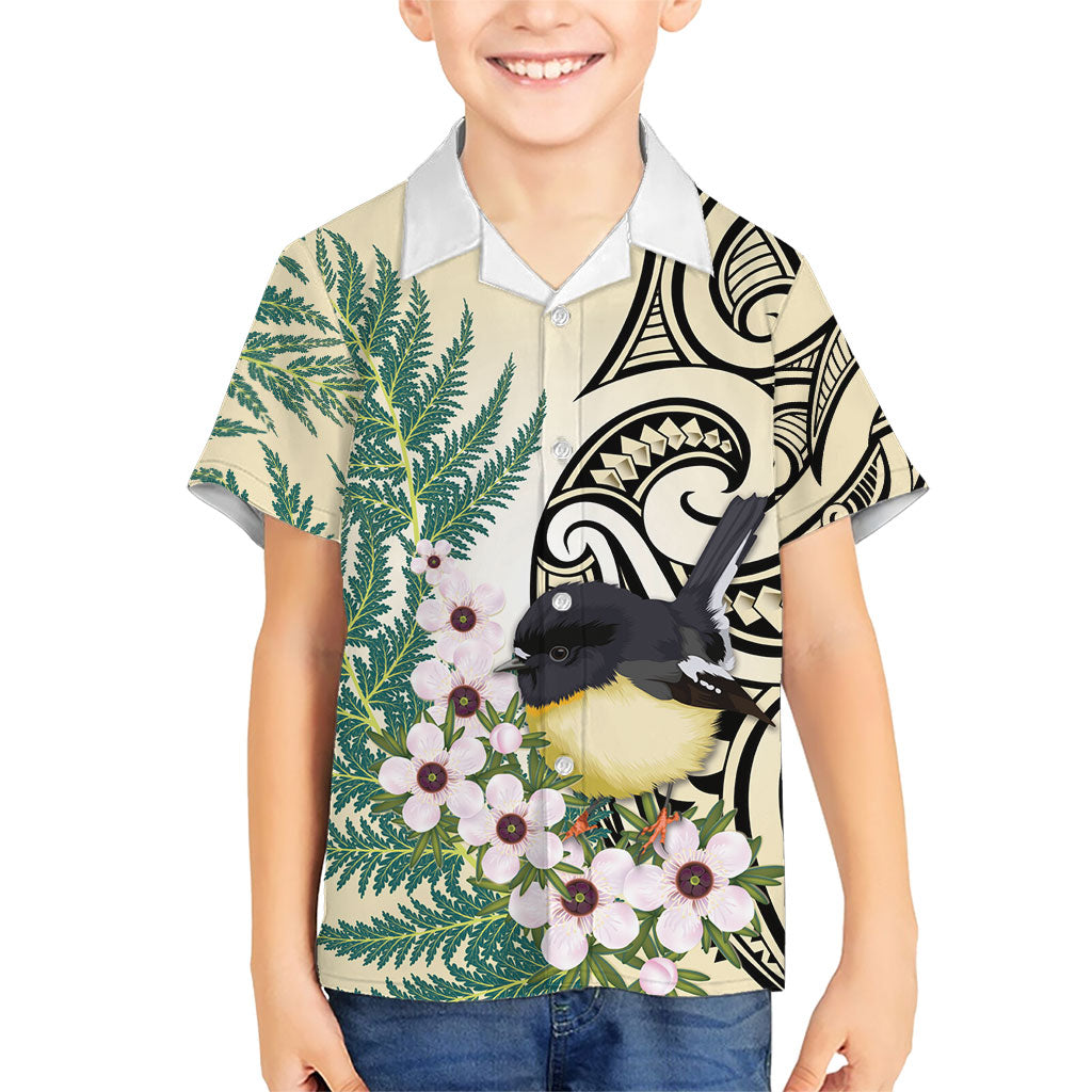 Endemic Tomtit New Zealand Family Matching Tank Maxi Dress and Hawaiian Shirt Miromiro Manuka Silver Fern Maori Pattern