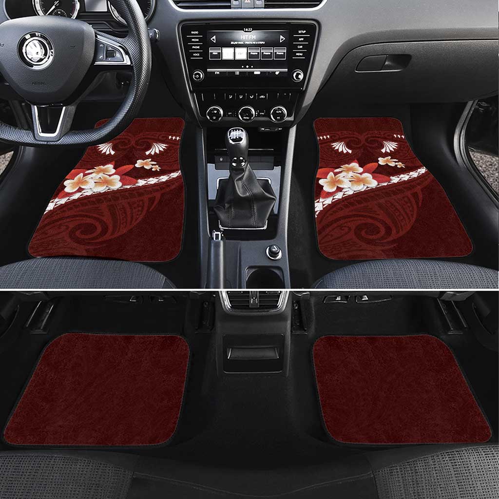 Oxblood Polynesia Car Mats Tribal Pattern Tropical Frangipani