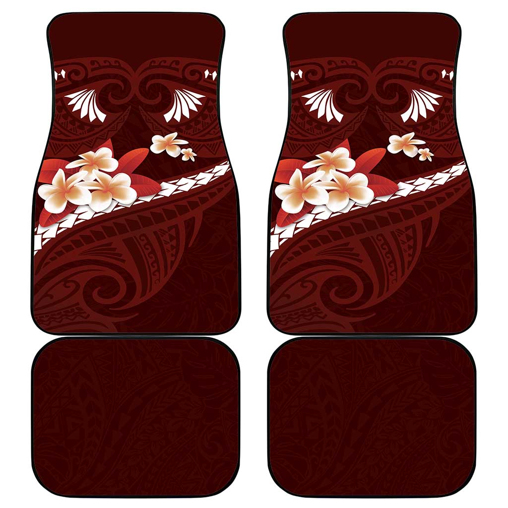Oxblood Polynesia Car Mats Tribal Pattern Tropical Frangipani