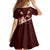 Oxblood Polynesia Kid Short Sleeve Dress Tribal Pattern Tropical Frangipani