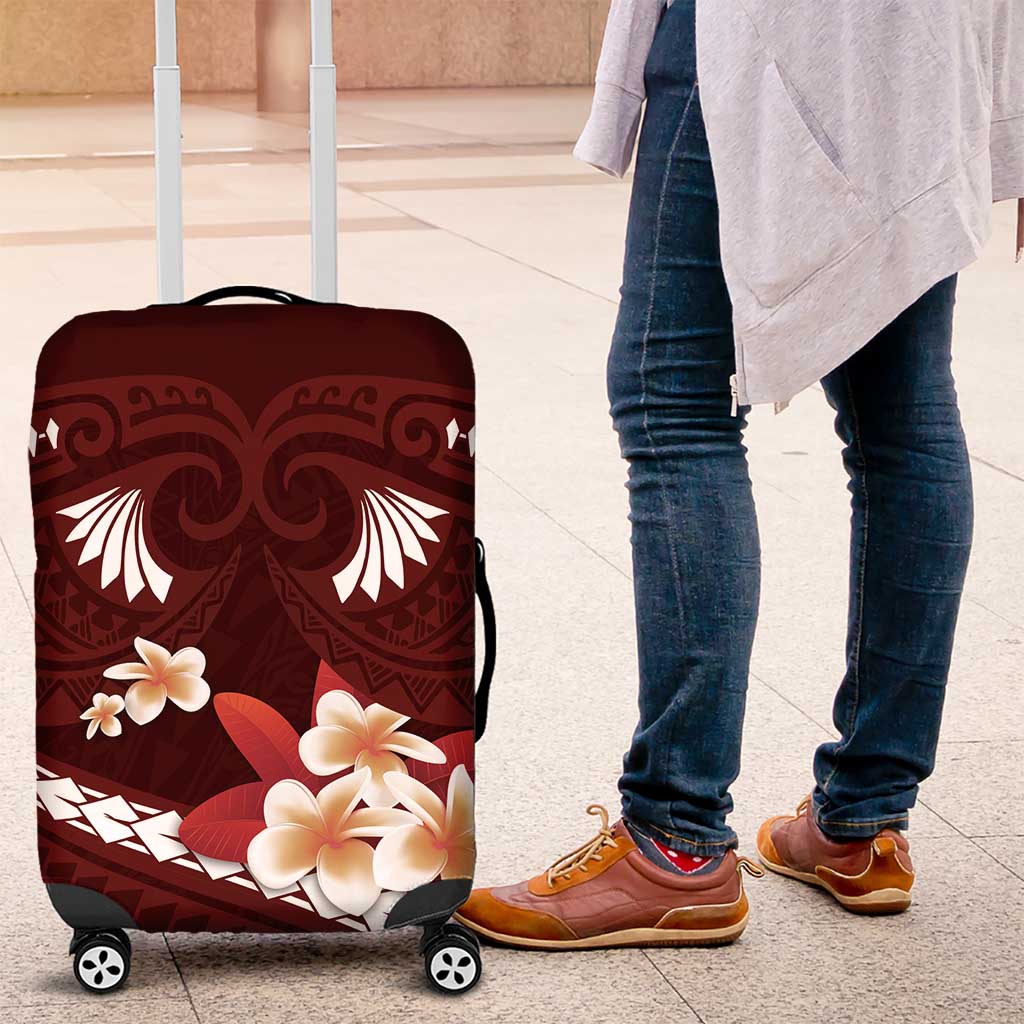 Oxblood Polynesia Luggage Cover Tribal Pattern Tropical Frangipani LT14 Oxblood - Polynesian Pride