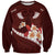 Oxblood Polynesia Sweatshirt Tribal Pattern Tropical Frangipani