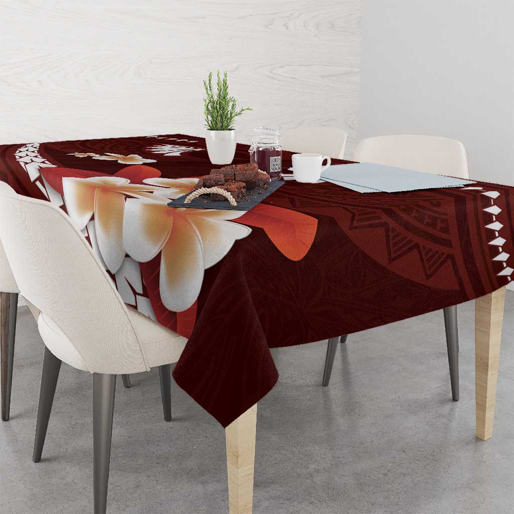 Oxblood Polynesia Tablecloth Tribal Pattern Tropical Frangipani