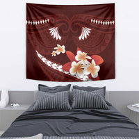 Oxblood Polynesia Tapestry Tribal Pattern Tropical Frangipani