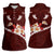Oxblood Polynesia Women Sleeveless Polo Shirt Tribal Pattern Tropical Frangipani
