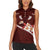Oxblood Polynesia Women Sleeveless Polo Shirt Tribal Pattern Tropical Frangipani