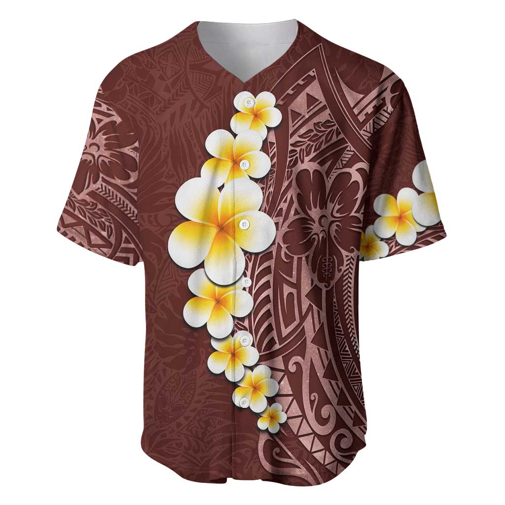 Oxblood Tropical Plumeria With Galaxy Polynesian Art Baseball Jersey LT14 Oxblood - Polynesian Pride