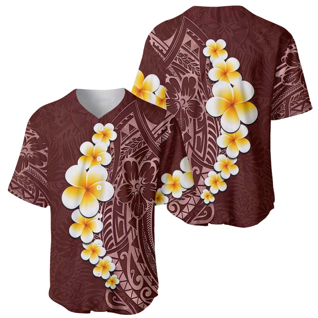 Oxblood Tropical Plumeria With Galaxy Polynesian Art Baseball Jersey LT14 - Polynesian Pride