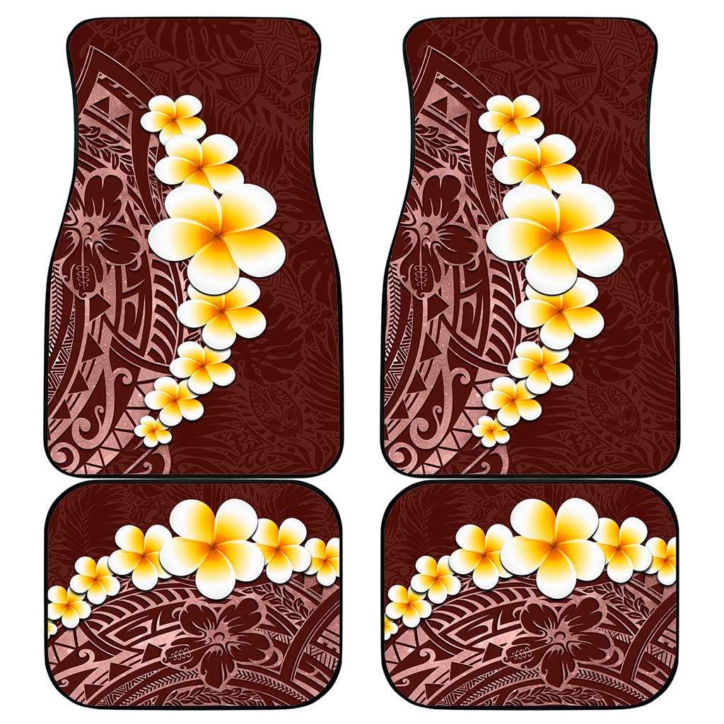 Oxblood Tropical Plumeria With Galaxy Polynesian Art Car Mats