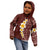 Oxblood Tropical Plumeria With Galaxy Polynesian Art Kid Hoodie