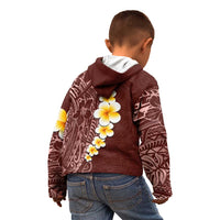 Oxblood Tropical Plumeria With Galaxy Polynesian Art Kid Hoodie