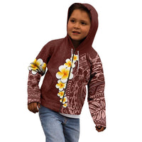 Oxblood Tropical Plumeria With Galaxy Polynesian Art Kid Hoodie
