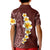 Oxblood Tropical Plumeria With Galaxy Polynesian Art Kid Polo Shirt