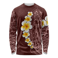 Oxblood Tropical Plumeria With Galaxy Polynesian Art Long Sleeve Shirt LT14 Unisex Oxblood - Polynesian Pride