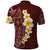 Oxblood Tropical Plumeria With Galaxy Polynesian Art Polo Shirt