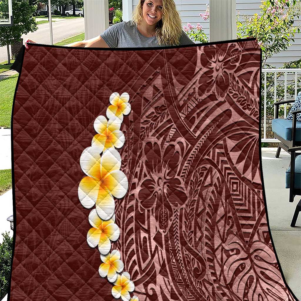 Oxblood Tropical Plumeria With Galaxy Polynesian Art Quilt LT14 Oxblood - Polynesian Pride