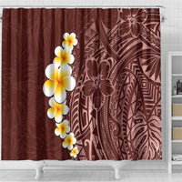 Oxblood Tropical Plumeria With Galaxy Polynesian Art Shower Curtain