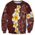 Oxblood Tropical Plumeria With Galaxy Polynesian Art Sweatshirt