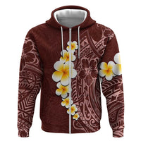 Oxblood Tropical Plumeria With Galaxy Polynesian Art Zip Hoodie LT14 Zip Hoodie Oxblood - Polynesian Pride