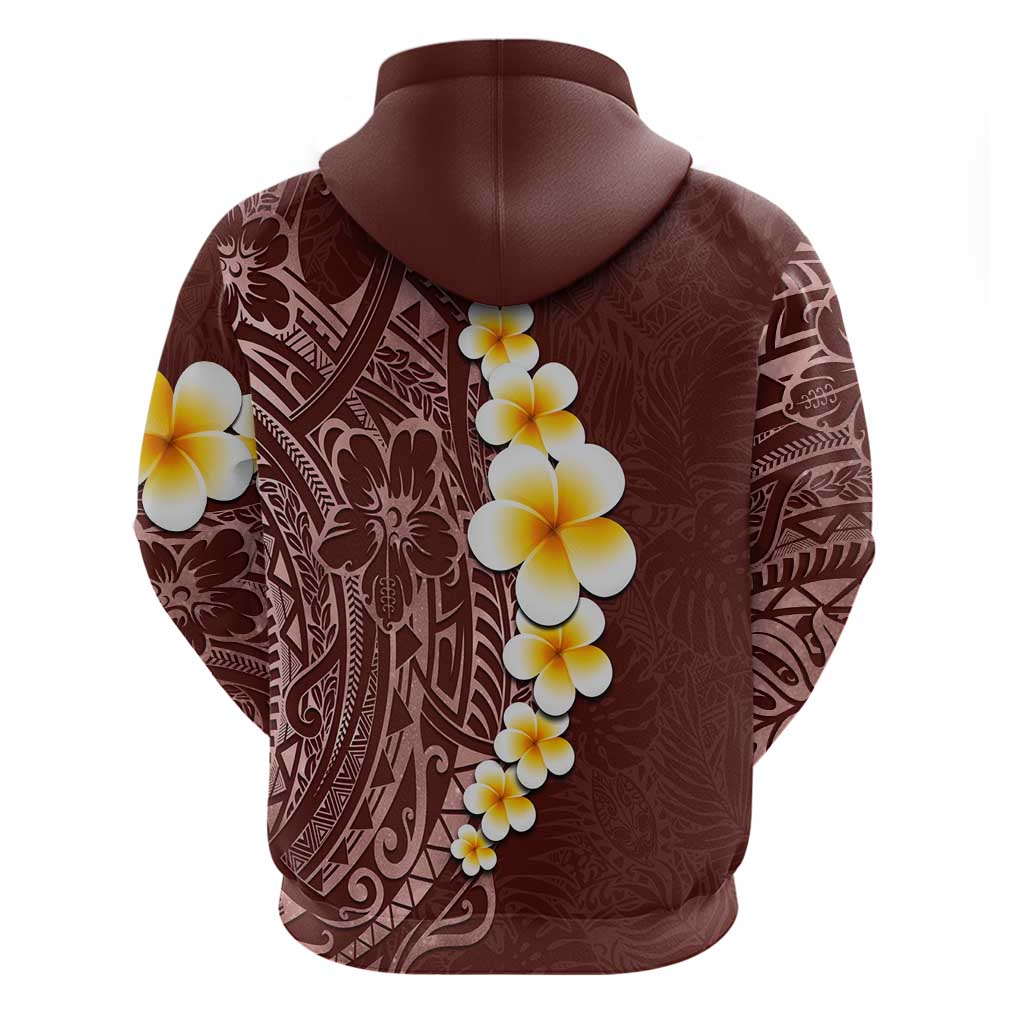 Oxblood Tropical Plumeria With Galaxy Polynesian Art Zip Hoodie LT14 - Polynesian Pride