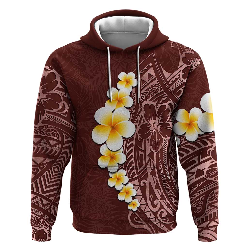 Oxblood Tropical Plumeria With Galaxy Polynesian Art Zip Hoodie LT14 Pullover Hoodie Oxblood - Polynesian Pride