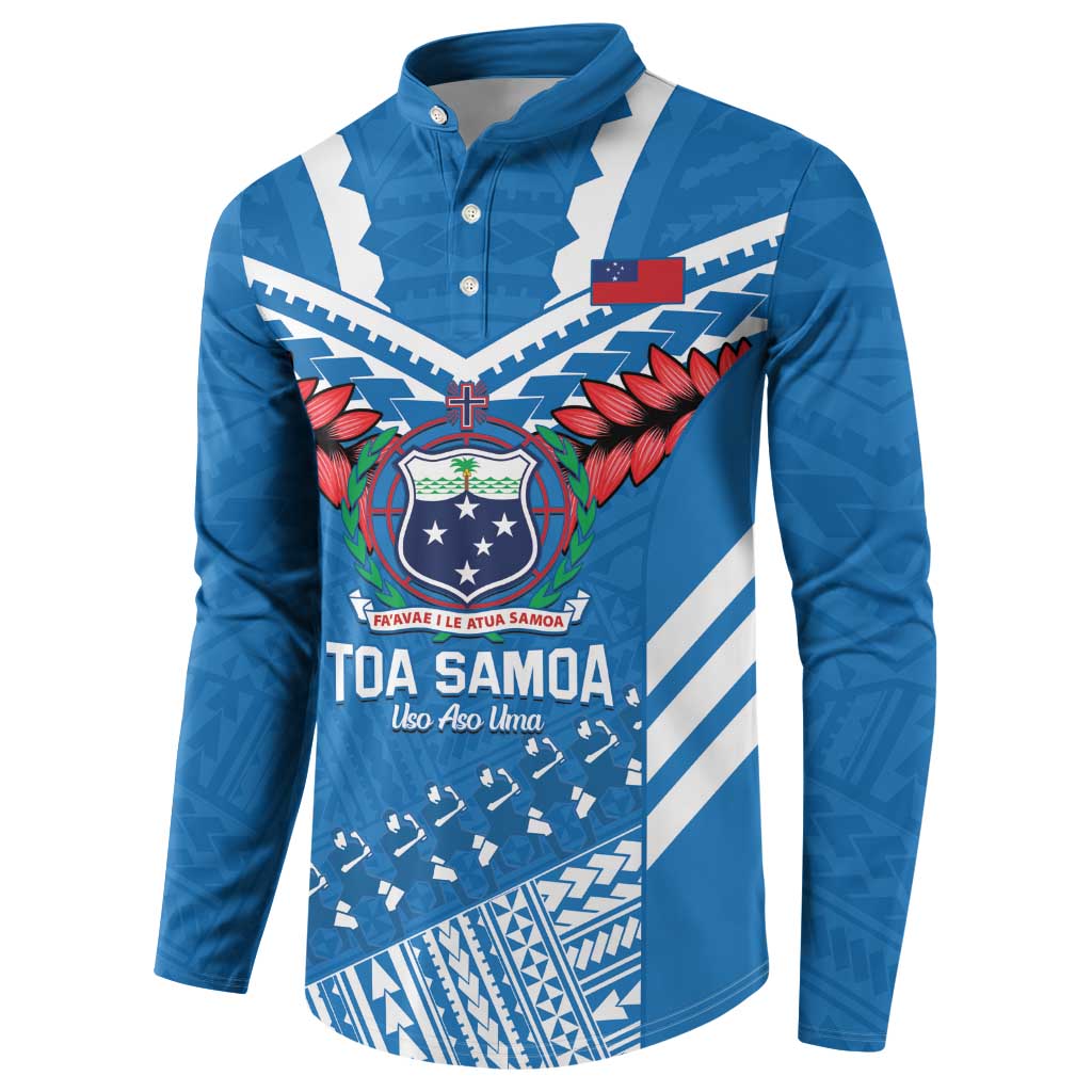 Custom Toa Samoa Rugby Button Sweatshirt Samoan Siva Tau Uso Aso Uma
