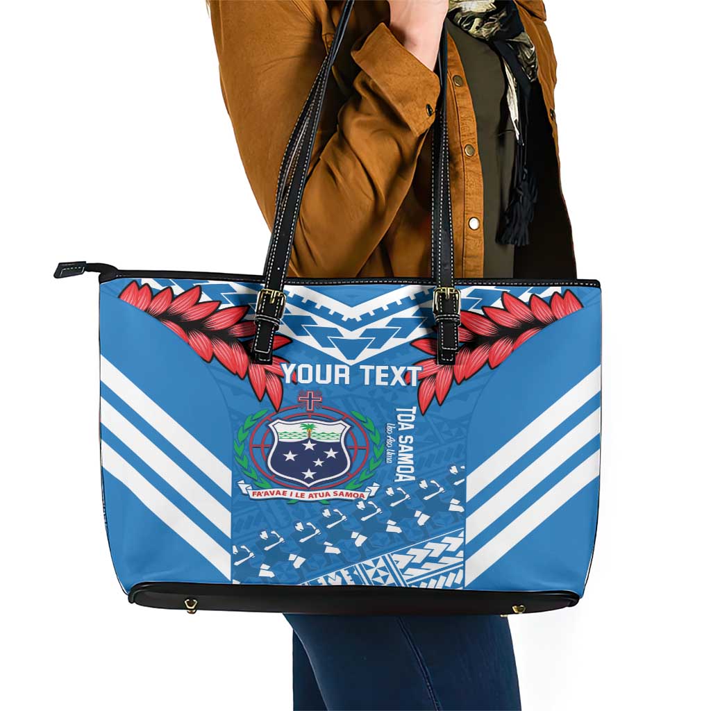Custom Toa Samoa Rugby Leather Tote Bag Samoan Siva Tau Uso Aso Uma