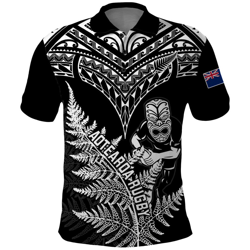 Personalised New Zealand Silver Fern Rugby Polo Shirt Go All Black 2023 World Cup LT14 Black - Polynesian Pride