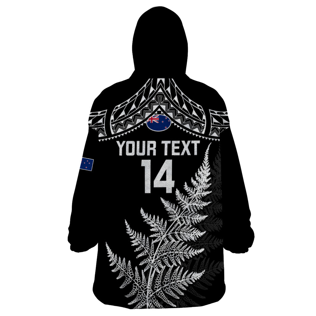 Personalised New Zealand Silver Fern Rugby Wearable Blanket Hoodie Go All Black 2023 World Cup LT14 - Polynesian Pride