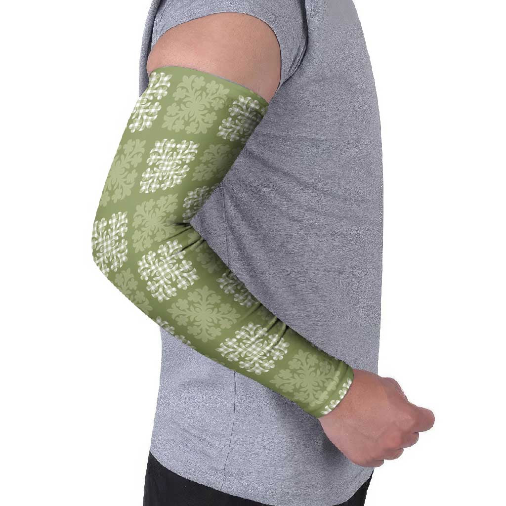 Vesuvian Green Palaka Quilt Hawaii Arm Sleeves Traditional Hawaii-plaid Pattern - Polynesian Pride