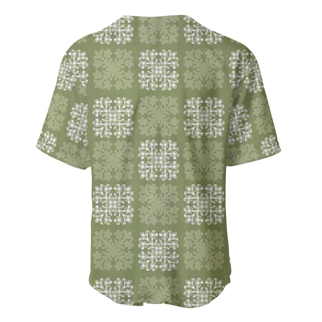 Vesuvian Green Palaka Quilt Hawaii Baseball Jersey Traditional Hawaii-plaid Pattern - Polynesian Pride