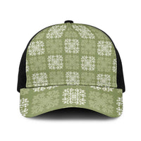 Vesuvian Green Palaka Quilt Hawaii Baseball Net Cap Traditional Hawaii-plaid Pattern - Polynesian Pride