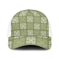 Vesuvian Green Palaka Quilt Hawaii Baseball Net Cap Traditional Hawaii-plaid Pattern - Polynesian Pride
