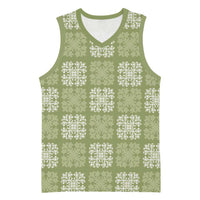 Vesuvian Green Palaka Quilt Hawaii Basketball Jersey Traditional Hawaii-plaid Pattern - Polynesian Pride