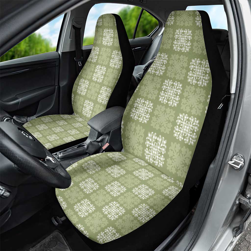 Vesuvian Green Palaka Quilt Hawaii Car Seat Cover Traditional Hawaii-plaid Pattern - Polynesian Pride