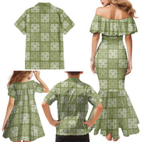 Vesuvian Green Palaka Quilt Hawaii Family Matching Mermaid Dress and Hawaiian Shirt Traditional Hawaii-plaid Pattern - Polynesian Pride