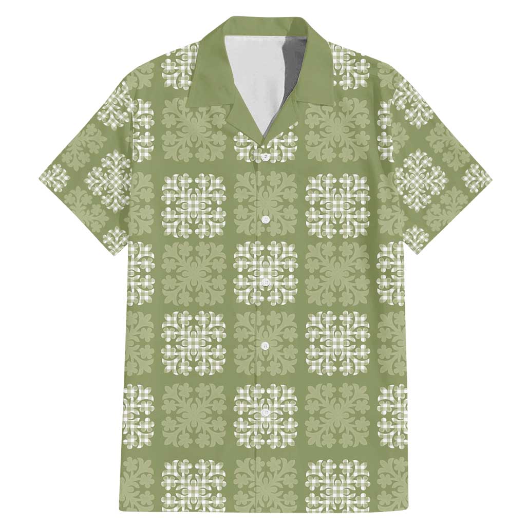 Vesuvian Green Palaka Quilt Hawaii Family Matching Mermaid Dress and Hawaiian Shirt Traditional Hawaii-plaid Pattern - Polynesian Pride