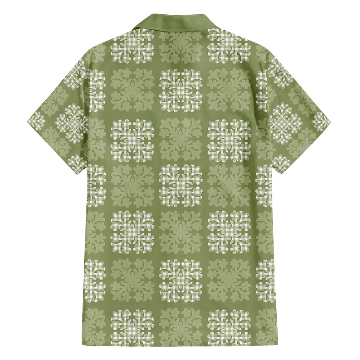 Vesuvian Green Palaka Quilt Hawaii Family Matching Off The Shoulder Long Sleeve Dress and Hawaiian Shirt Traditional Hawaii-plaid Pattern - Polynesian Pride